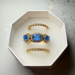 Bomb Party Resort Wear Unicorn Ring Set in Blue Lace Agate/Gold - 10